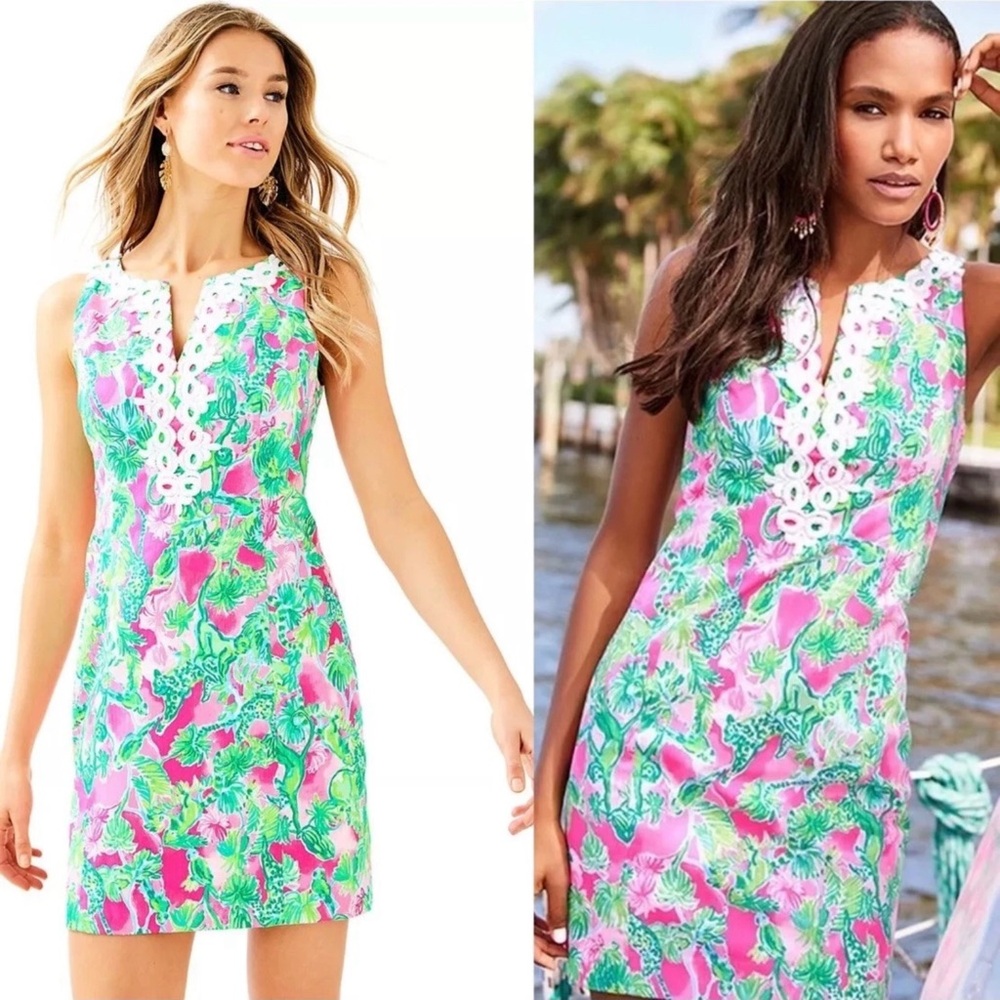 Lilly Pulitzer Gabby Raz Berry Catty Shack Shift Dress Lace Detail Size 6